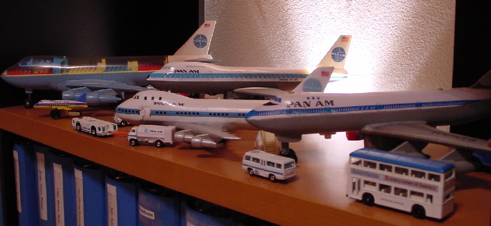 Through the years various manufacturers produced toy models for children.  Seen here are a group of Boeing 747 models.
